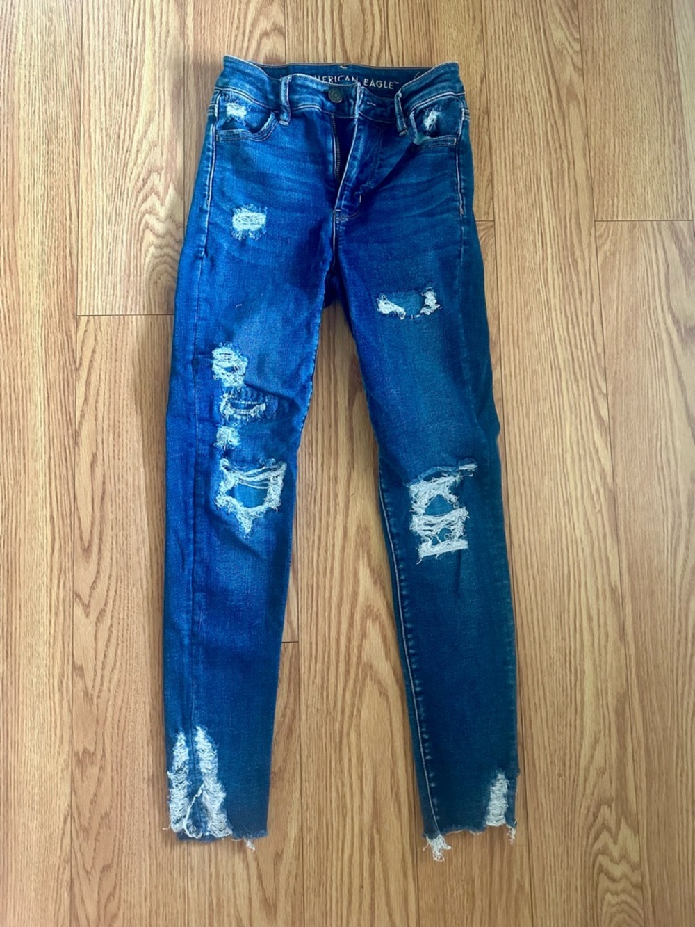 American Eagle Outfitters Women's Ripped Skinny Jeans - Blue